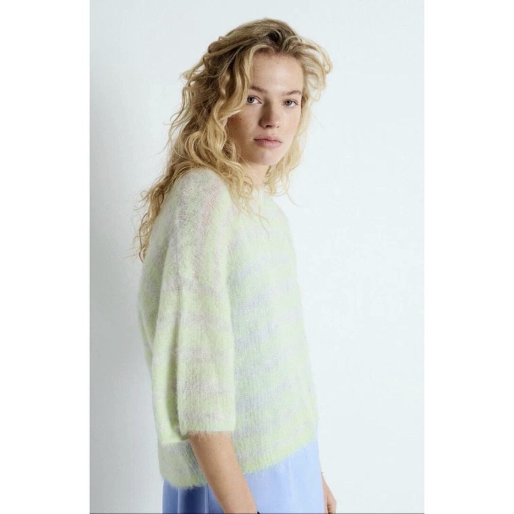 NWT American Vintage NENYBAY Super SOFT Sweater Green Stripe Alpaca M/L Trendy